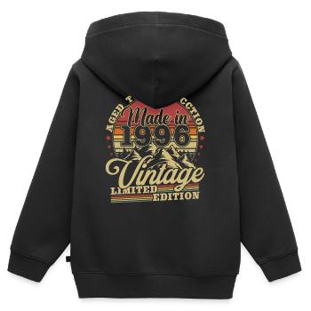 Cadeau d’anniversaire vintage 1996 - Sweat Premium à capuche zippé enfant bio - noir - Dos - AI Model Kid Male (0cm)