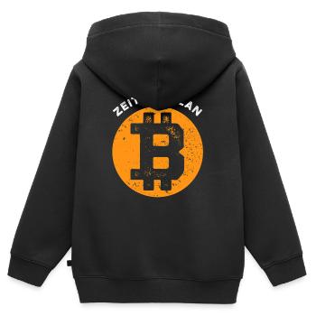 Bitcoin - Zeit für Plan B - Krypto Geschenk - Kinder Premium Organic Zip Hoodie - Schwarz - Hinten - AI Model Kid Male (0cm)