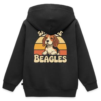 Save the Beagles Retro Sunset - Kinder Premium Organic Zip Hoodie - Schwarz - Hinten - AI Model Kid Male (0cm)