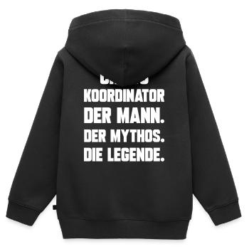 Chaos Koordinator der Mann der Mythos die Legende - Kinder Premium Organic Zip Hoodie - Schwarz - Hinten - AI Model Kid Male (0cm)