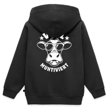 Fully mooted cow with sunglasses - Kids Premium Organic Zip-up Hoodie - black - Back - AI Model Kid Male (0cm)