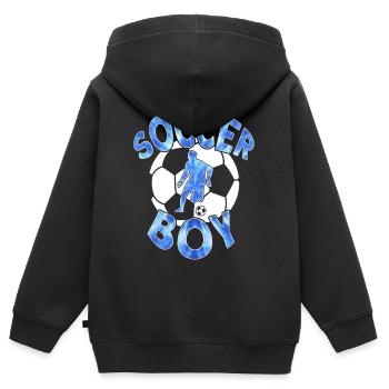 FUßBALL, GARÇON DE FOOTBALL - Sweat Premium à capuche zippé enfant bio - noir - Dos - AI Model Kid Male (0cm)