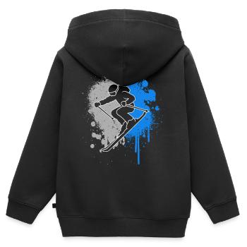 Skieurs Éclaboussures de couleur Enfants Skis garçons Skis - Sweat Premium à capuche zippé enfant bio - noir - Dos - AI Model Kid Male (0cm)