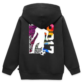 LIMITED EDITION 2017 FUßBALL 9. GEBURTSTAG - Kinder Premium Organic Zip Hoodie - Schwarz - Hinten - AI Model Kid Male (0cm)