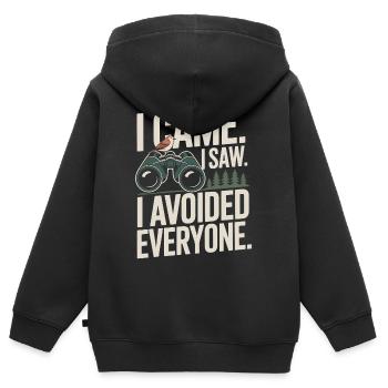 Je suis venu, j’ai vu, j’ai évité tout le monde - Sweat Premium à capuche zippé enfant bio - noir - Dos - AI Model Kid Male (0cm)