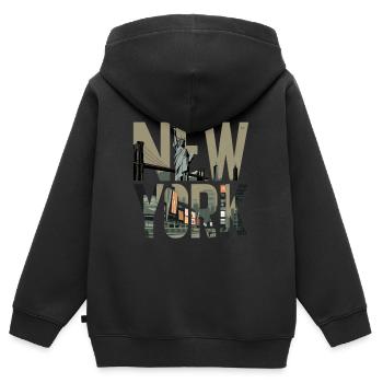 Statue de la Liberté de New York - Sweat Premium à capuche zippé enfant bio - noir - Dos - AI Model Kid Male (0cm)