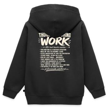Thoughts While Working – Office Humor - Kids Premium Organic Zip-up Hoodie - black - Back - AI Model Kid Male (0cm)