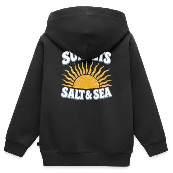 Coucher de soleil Sel et mer avec soleil coucher - Sweat Premium à capuche zippé enfant bio - noir - Dos - AI Model Kid Male (0cm)