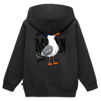 Coole Moin Möwe mit der Mütze und Sonnenbrille - Kinder Premium Organic Zip Hoodie - Schwarz - Hinten - AI Model Kid Male (0cm)
