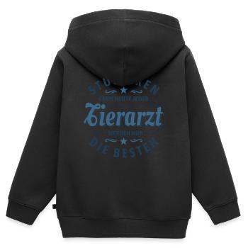 Studieren kann jeder - Tierarzt Spruch - Kinder Premium Organic Zip Hoodie - Schwarz - Hinten - AI Model Kid Male (0cm)