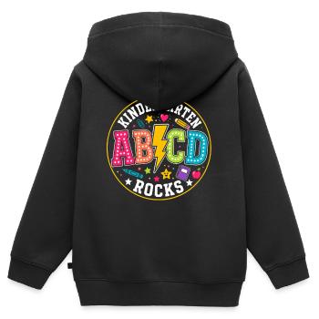 Kita AB/CD Rocks un monde d’apprentissage coloré - Sweat Premium à capuche zippé enfant bio - noir - Dos - AI Model Kid Male (0cm)