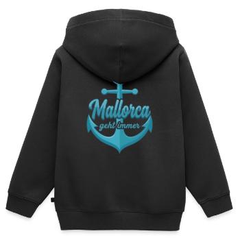 Mallorca geht immer mit Schiff Anker Mallorca - Kinder Premium Organic Zip Hoodie - Schwarz - Hinten - AI Model Kid Male (0cm)