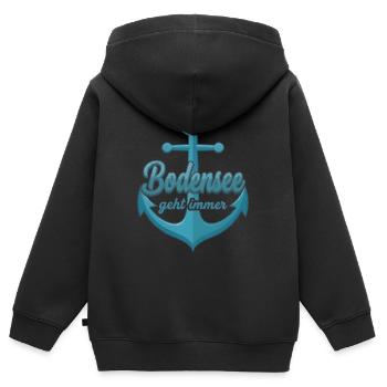 Bodensee geht immer mit dem Schiff Anker Kapitän - Kinder Premium Organic Zip Hoodie - Schwarz - Hinten - AI Model Kid Male (0cm)