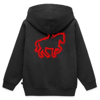 Chevaux Cavalière Cavalière Sport Cheval Équitation Sport - Sweat Premium à capuche zippé enfant bio - noir - Dos - AI Model Kid Male (0cm)