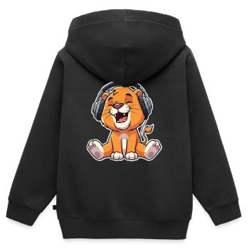 Lion Music - Sweat Premium à capuche zippé enfant bio - noir - Dos - AI Model Kid Male (0cm)