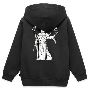 Sorcier de la fantaisie - Sweat Premium à capuche zippé enfant bio - noir - Dos - AI Model Kid Male (0cm)