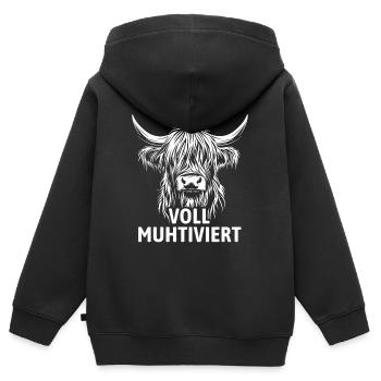 Voll Muhtviert Hochland Rind - Kinder Premium Organic Zip Hoodie - Schwarz - Hinten - AI Model Kid Male (0cm)