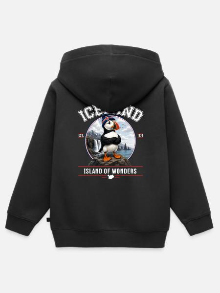 Island Papageitaucher – Insel der Wunder - Kinder Premium Organic Zip Hoodie - Schwarz