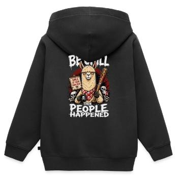 I Tried To Be Chill Then People Happened Lama - Kinder Premium Organic Zip Hoodie - Schwarz - Hinten - AI Model Kid Male (0cm)