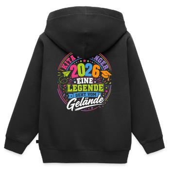 Kita Abgänger 2026 Legendenjahrgang - Kinder Premium Organic Zip Hoodie - Schwarz - Hinten - AI Model Kid Male (0cm)