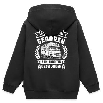 Zum Campen geboren zum Arbeiten gezwungen Camping  - Kinder Premium Organic Zip Hoodie - Schwarz - Hinten - AI Model Kid Male (0cm)