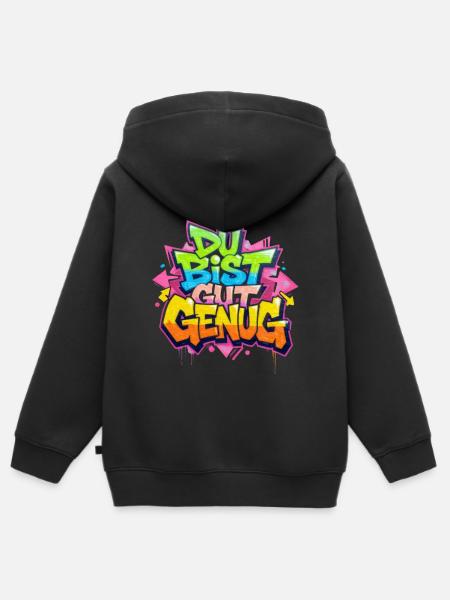 DU BIST GUT GENUG - Kinder Premium Organic Zip Hoodie - Schwarz