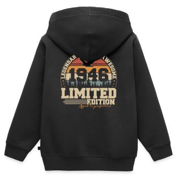 1946 Jahrgang Vintage Geburtstag Geschenk - Kinder Premium Organic Zip Hoodie - Schwarz - Hinten - AI Model Kid Male (0cm)