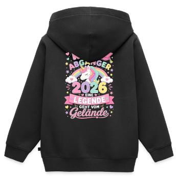 Kita Abgänger 2026 mit Einhorn und Regenbogen - Kinder Premium Organic Zip Hoodie - Schwarz - Hinten - AI Model Kid Male (0cm)