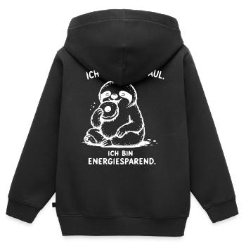 Ich bin Energiesparer Faultier - Kinder Premium Organic Zip Hoodie - Schwarz - Hinten - AI Model Kid Male (0cm)