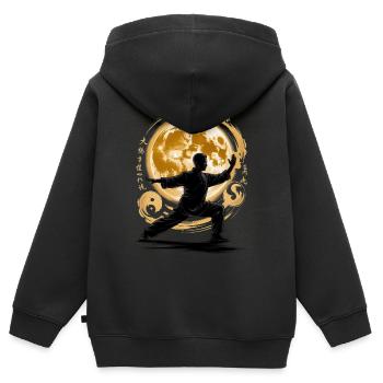 Tai Chi Zen Meditation – Chi Qigong Training - Kinder Premium Organic Zip Hoodie - Schwarz - Hinten - AI Model Kid Male (0cm)