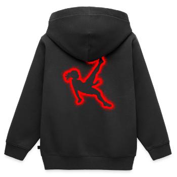 Footballeur Footballeur Football Féminin Football féminin - Sweat Premium à capuche zippé enfant bio - noir - Dos - AI Model Kid Male (0cm)