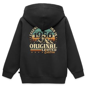 Cadeau d’anniversaire Legends 1956 Vintage 70 - Sweat Premium à capuche zippé enfant bio - noir - Dos - AI Model Kid Male (0cm)