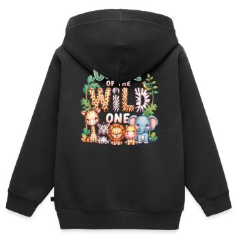Oncle de l’Équipage de la Jungle du Monde - Sweat Premium à capuche zippé enfant bio - noir - Dos - AI Model Kid Male (0cm)