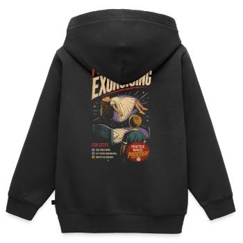 J’exorcise : humour d’auto-assistance - Sweat Premium à capuche zippé enfant bio - noir - Dos - AI Model Kid Male (0cm)