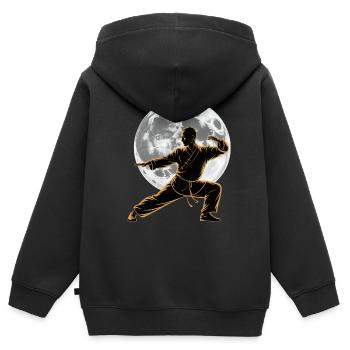 Tai Chi Zen Meditation – Chi Qigong Training - Kinder Premium Organic Zip Hoodie - Schwarz - Hinten - AI Model Kid Male (0cm)