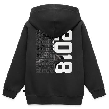 8 ANS ÉDITION LIMITÉE 8E ANNIVERSAIRE 2018 - Sweat Premium à capuche zippé enfant bio - noir - Dos - AI Model Kid Male (0cm)