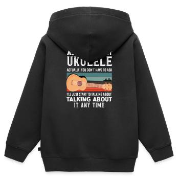 Designs et expressions amusantes de ukulélé - Sweat Premium à capuche zippé enfant bio - noir - Dos - AI Model Kid Male (0cm)