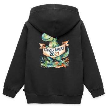 Großer Bruder 2027 Dinosaurier - Kinder Premium Organic Zip Hoodie - Schwarz - Hinten - AI Model Kid Male (0cm)