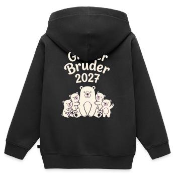 Großer Bruder 2027 Bärenfamilie - Kinder Premium Organic Zip Hoodie - Schwarz - Hinten - AI Model Kid Male (0cm)