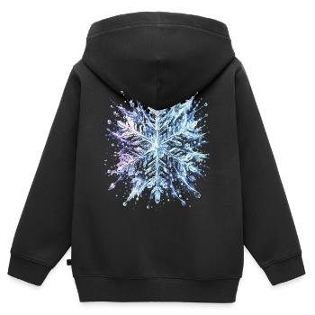 Schneeflocken-Kristall-Splash-Kunst mit Eiskühlung - Kinder Premium Organic Zip Hoodie - Schwarz - Hinten - AI Model Kid Male (0cm)
