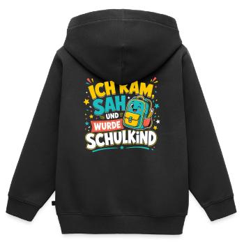 Schulkind - Kinder Premium Organic Zip Hoodie - Schwarz - Hinten - AI Model Kid Male (0cm)