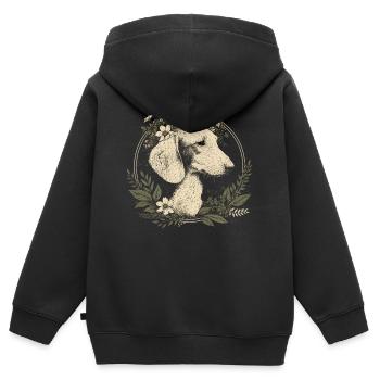 Dackel Hund Wiener Hund Blumenkranz - Kinder Premium Organic Zip Hoodie - Schwarz - Hinten - AI Model Kid Male (0cm)