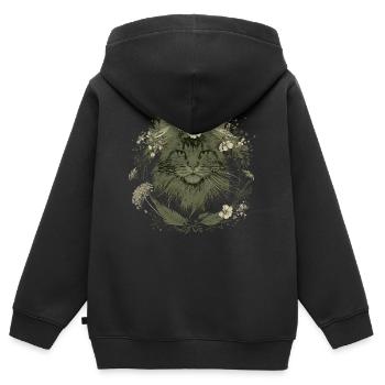 Maine Coon Katze Katzenliebhaber Blumen - Kinder Premium Organic Zip Hoodie - Schwarz - Hinten - AI Model Kid Male (0cm)