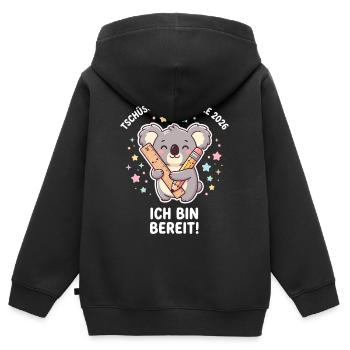 Grundschulabschluss 2026 Koala Ich bin bereit - Kinder Premium Organic Zip Hoodie - Schwarz - Hinten - AI Model Kid Male (0cm)