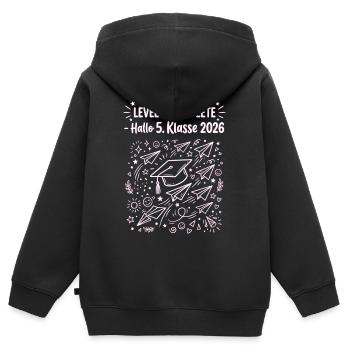 Level 4 Complete Hallo 5 Klasse 2026 - Kinder Premium Organic Zip Hoodie - Schwarz - Hinten - AI Model Kid Male (0cm)