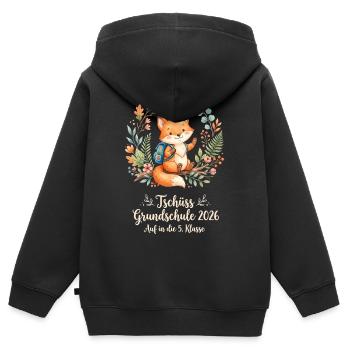 Grundschulabschluss 2026 Fuchs 5 Klasse - Kinder Premium Organic Zip Hoodie - Schwarz - Hinten - AI Model Kid Male (0cm)