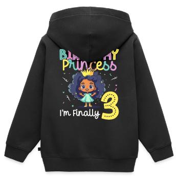 Schwarzes Mädchen Zum 3. Geburtstag, Prinzessin, - Kinder Premium Organic Zip Hoodie - Schwarz - Hinten - AI Model Kid Male (0cm)