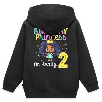 Schwarzes Mädchen 2. Geburtstag Prinzessin - Kinder Premium Organic Zip Hoodie - Schwarz - Hinten - AI Model Kid Male (0cm)