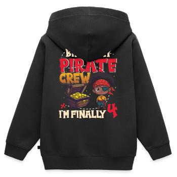 Équipage de pirates Black Boy pour le 4e anniversaire - Sweat Premium à capuche zippé enfant bio - noir - Dos - AI Model Kid Male (0cm)