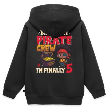Un équipage de pirates Black Boy pour son 5e anniversaire Enfin 5 - Sweat Premium à capuche zippé enfant bio - noir - Dos - AI Model Kid Male (0cm)